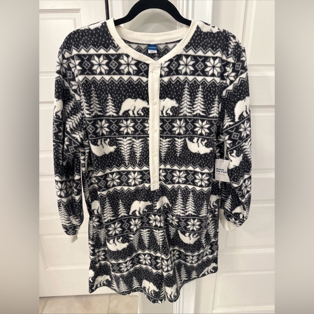 NEW Old Navy Women’s L Plush Fleece Pajamas One Piece Romper Cozy Loungewear